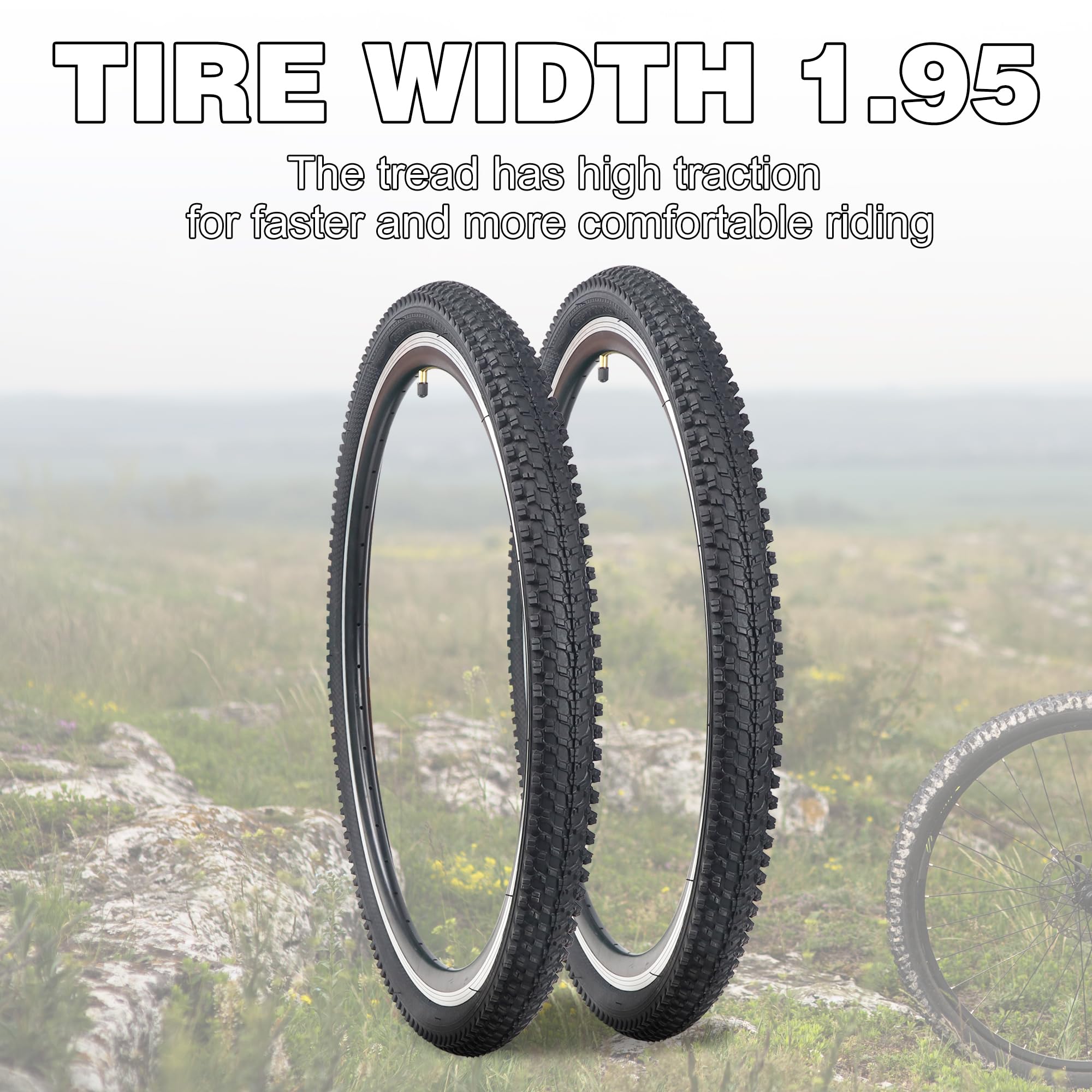 Meghna Pair Tyres 24/26 x 1.95 Inch Bike Tyres,30-80 PSI Replacement tyres Foldable Cycle Tyre for City Bike/Outdoor Cycling/Mountain Bike/Beach Bike - Image 4
