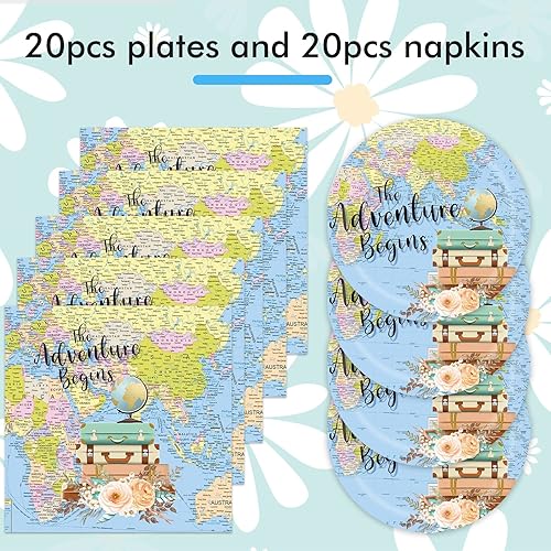 Miniatura 2 de Aventura espera decoraciones de fiesta para el mundo de la aventura espera mapa, suministros de fiesta, viajes, fiesta, decoración de postre, platos