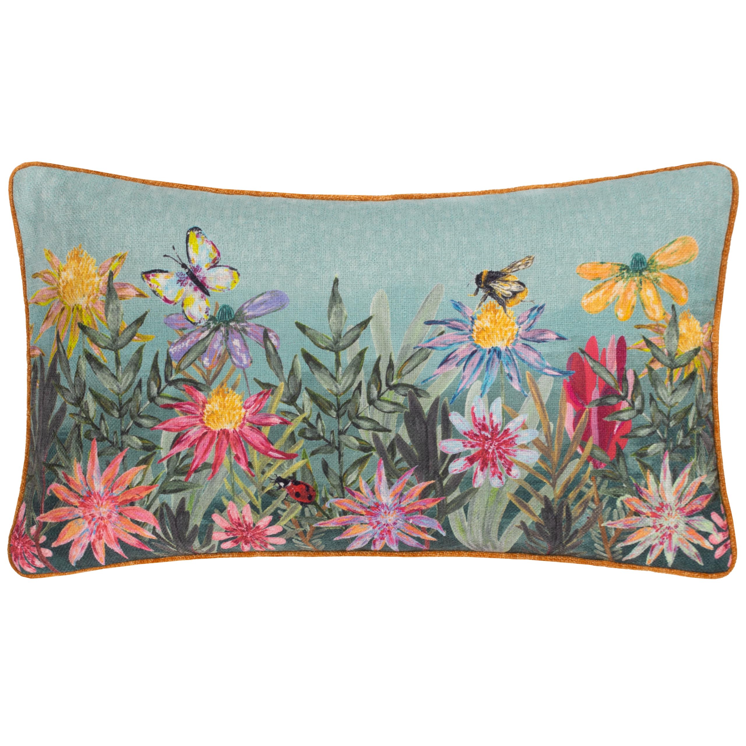 furn. Wylder Nature Country Wilds Blossom Meadow Printed Polyester Filled Cushion - Sky Blue - 30x50cm