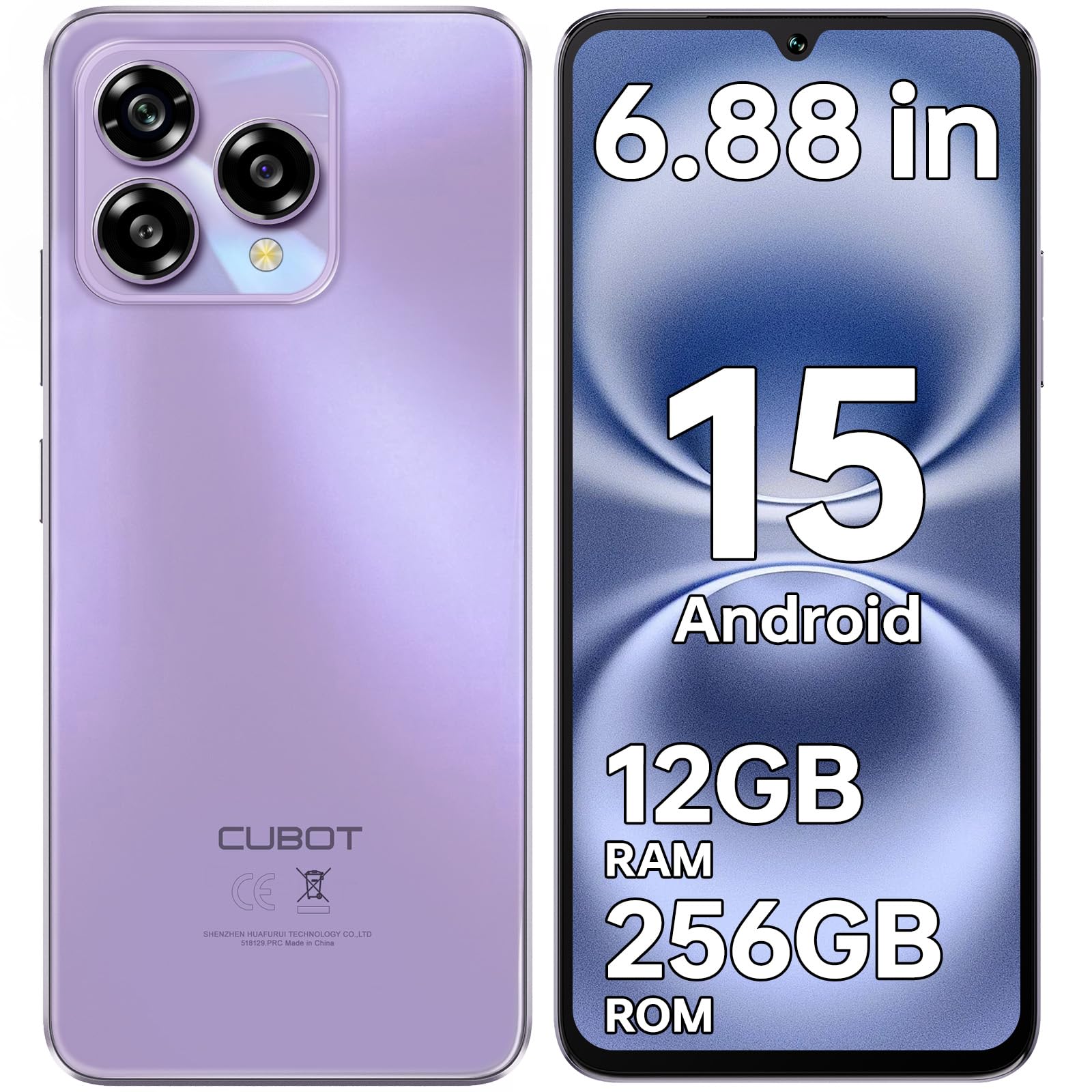 CUBOT A40 Smartphone Android 15, 6.88" 120Hz Telefono Cellulare, 12GB+256GB/1TB Cellulari e Smartphone, 48MP+16MP Telefoni, 5100mAh Batteria, 4G Dual SIM/NFC/Face ID/OTG/GPS/Doppio Altoparlante
