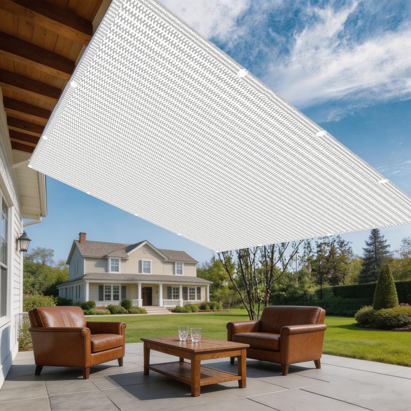 Voile d'ombrage contre la chaleur étouffante 260x390 cm blanc HDPE