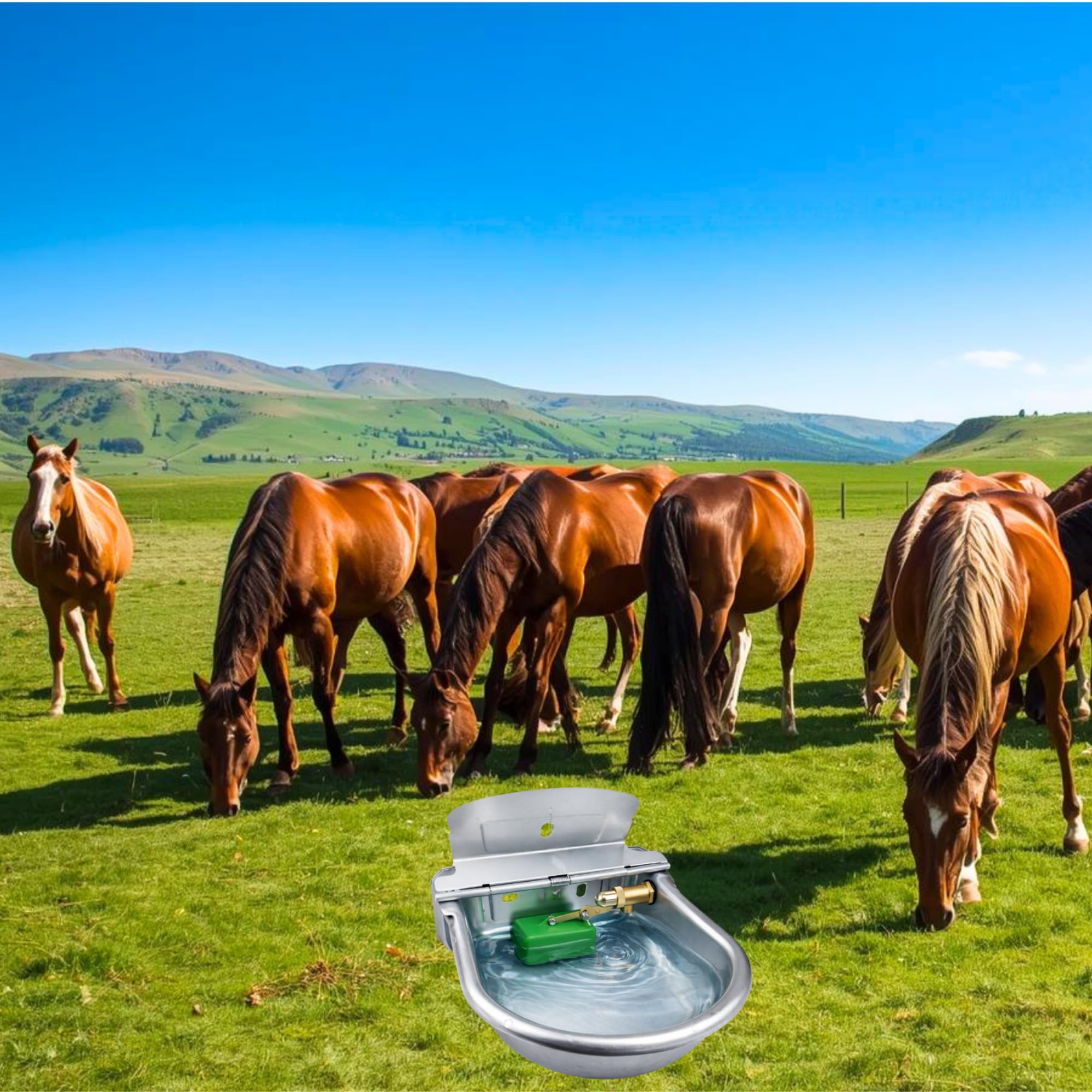 FN-Technik Bebedero flotante para caballos con juego de conexión para IBC Container INOX