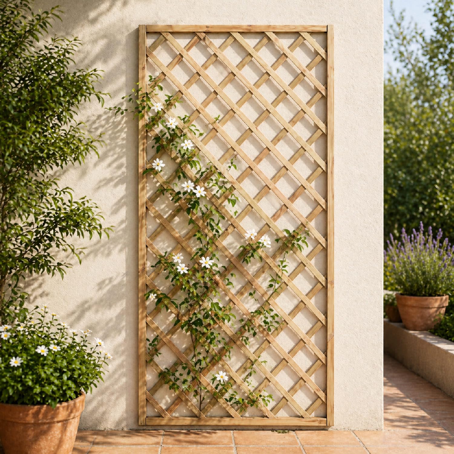 Traliccio In Legno Di Pino Impregnato Pannello Divisorio Griglia Per Giardino Balcone E Terrazza Supporto Decorazione Per Piante Rampicanti Privacy Outdoor 90 x 180 Cm Legno Naturale