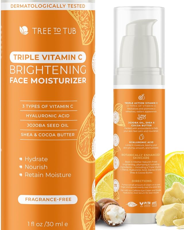 Creme facial Tree To Tub com Vitamina C, ácido hialurônico, óleo de jojoba e manteigas de karité e cacau