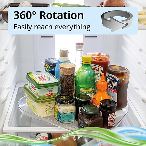 Miniatura 7 de Lazy Susan Organizador y tocadiscos de almacenamiento - Organizador de nevera ABS duradero Lazy Susan - Bandeja giratoria - Organizador giratorio