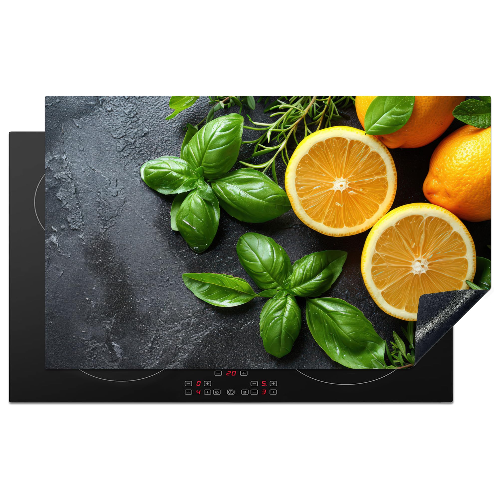 KitchenYeah© Induction Hob Cover Protector Mat 20.5"x33.5" / 85x52 cm Kitchen Universal Ceramic Covers for Electric Cookers Vinyl Fruit - Grey - Concrete - Orange - Plants