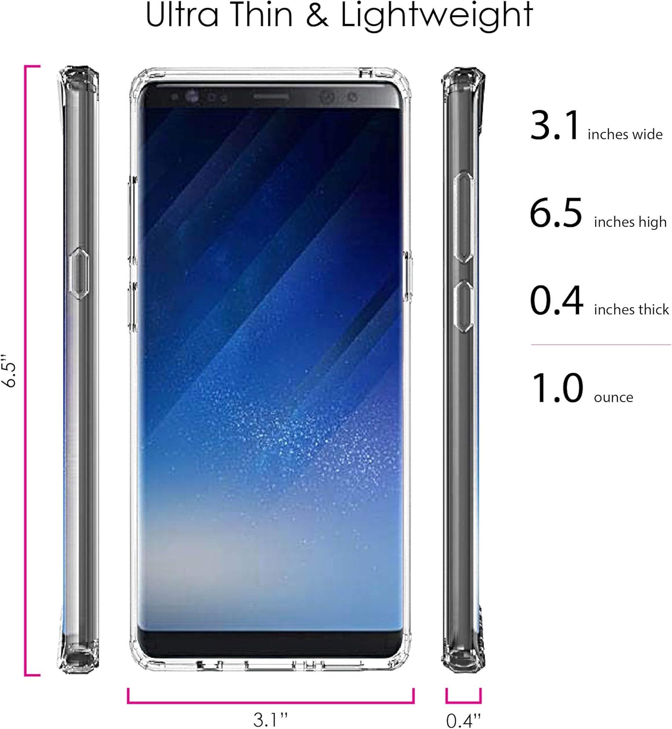 DistinctInk Clear Shockproof Hybrid Case for Samsung Galaxy Note 8 - TPU Bumper, Acrylic Back, Tempered Glass Screen Protector - Teal Purple Checkered Pattern - Geometric Checkered Pattern