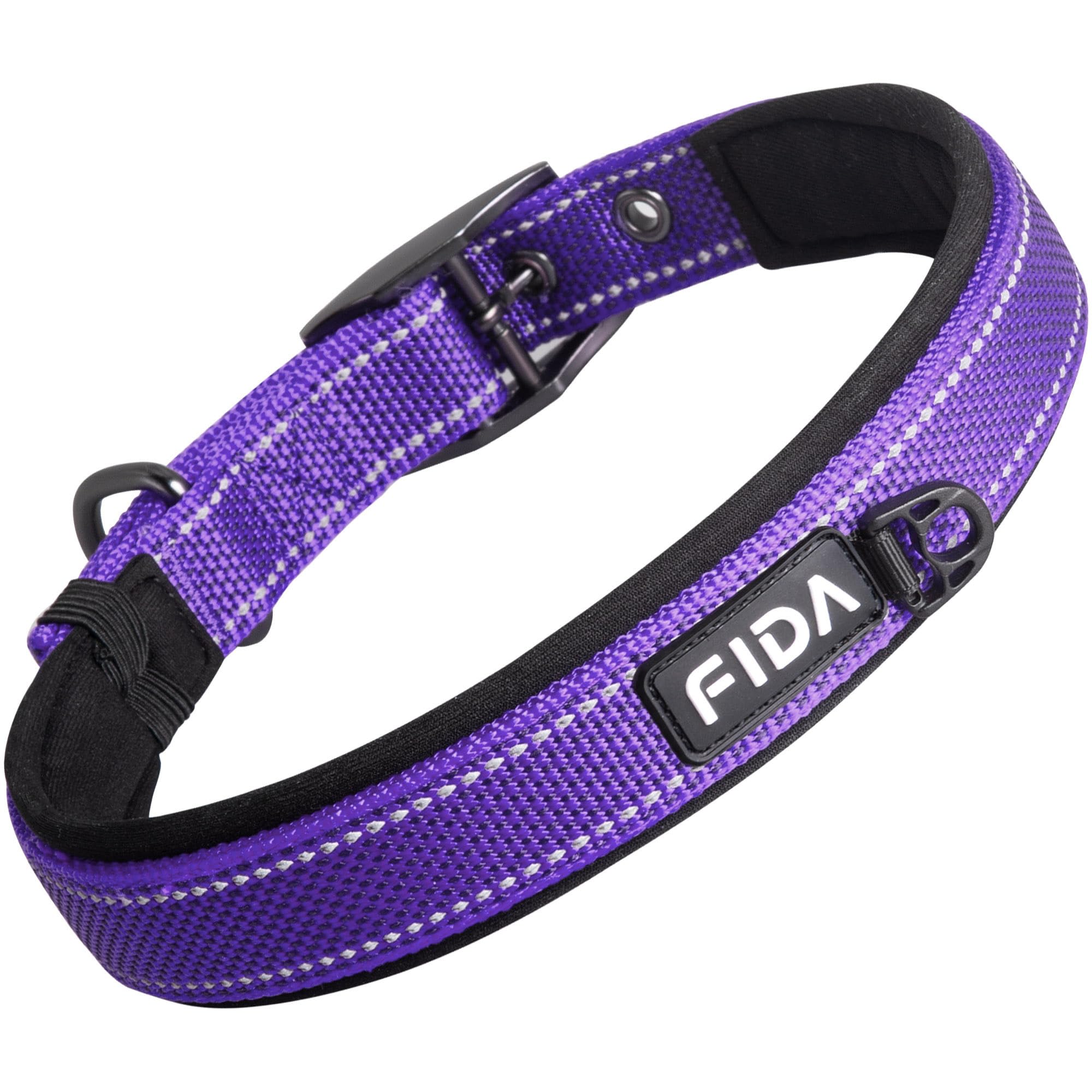 Fida Padded Dog Collar, Metal Belt Buckle Dog Collar for Medium Dog, Purple