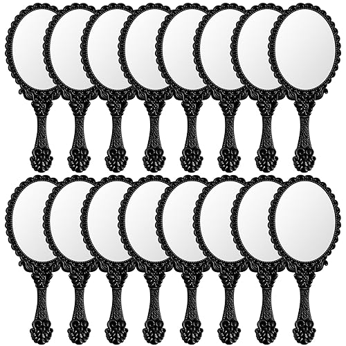 16 piezas de espejo retro de mano vintage espejo de mano lindo espejo de mano ovalado decorativo de mano con asa espejo de viaje compacto espejo de