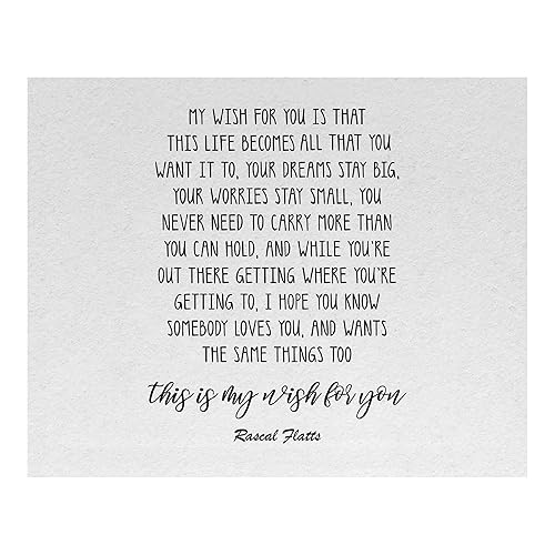 My Wish for You - Rascal Flatts Inspirational Music Decor Wall Art, Great Music Wall Decor Poster Print For Home Decor, Music Room, Bedroom Decor,