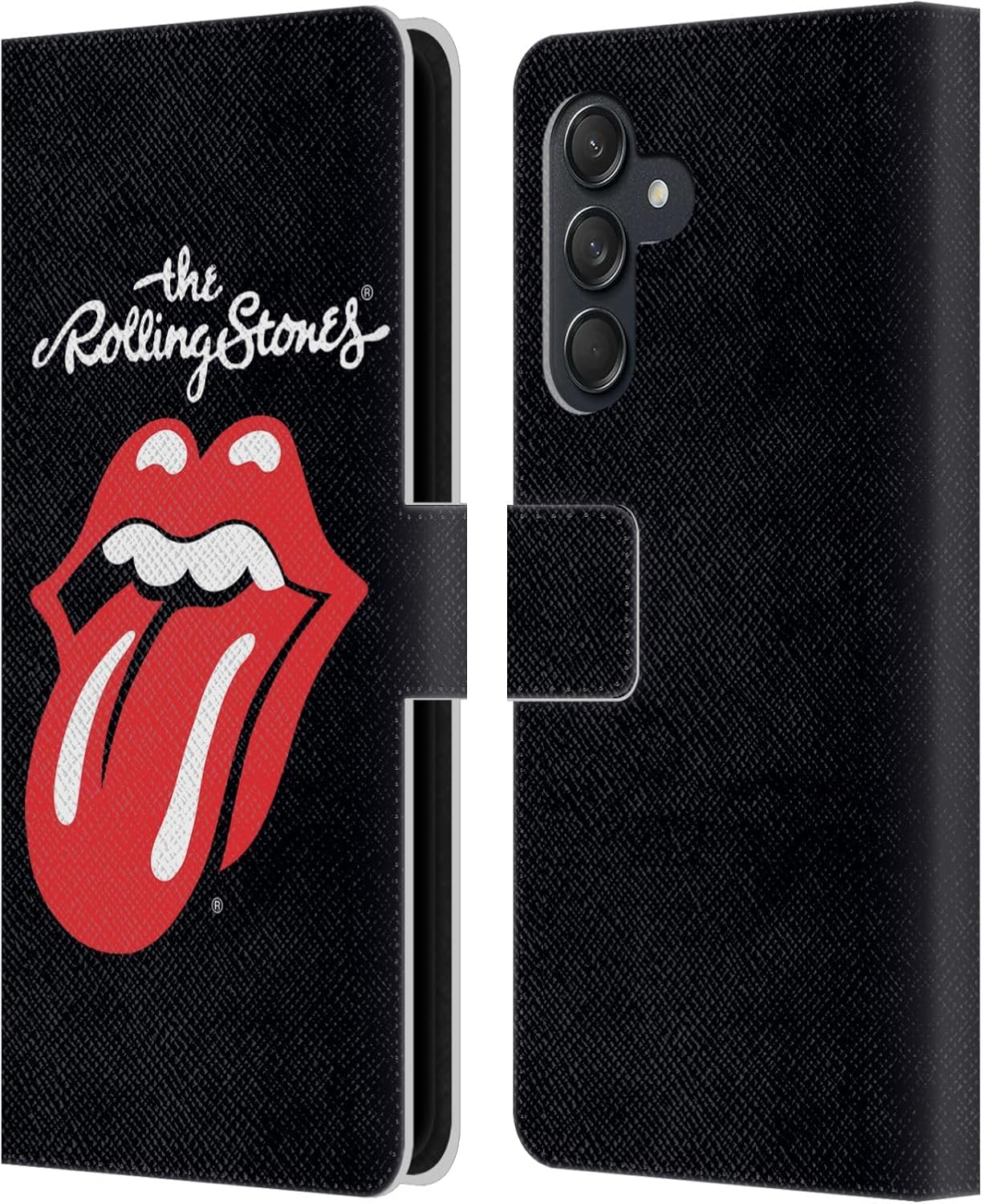 Head Case Designs Officially Licensed The Rolling Stones Tongue Classic Key Art Leather Wallet Case Compatible with Samsung Galaxy M55 5G
