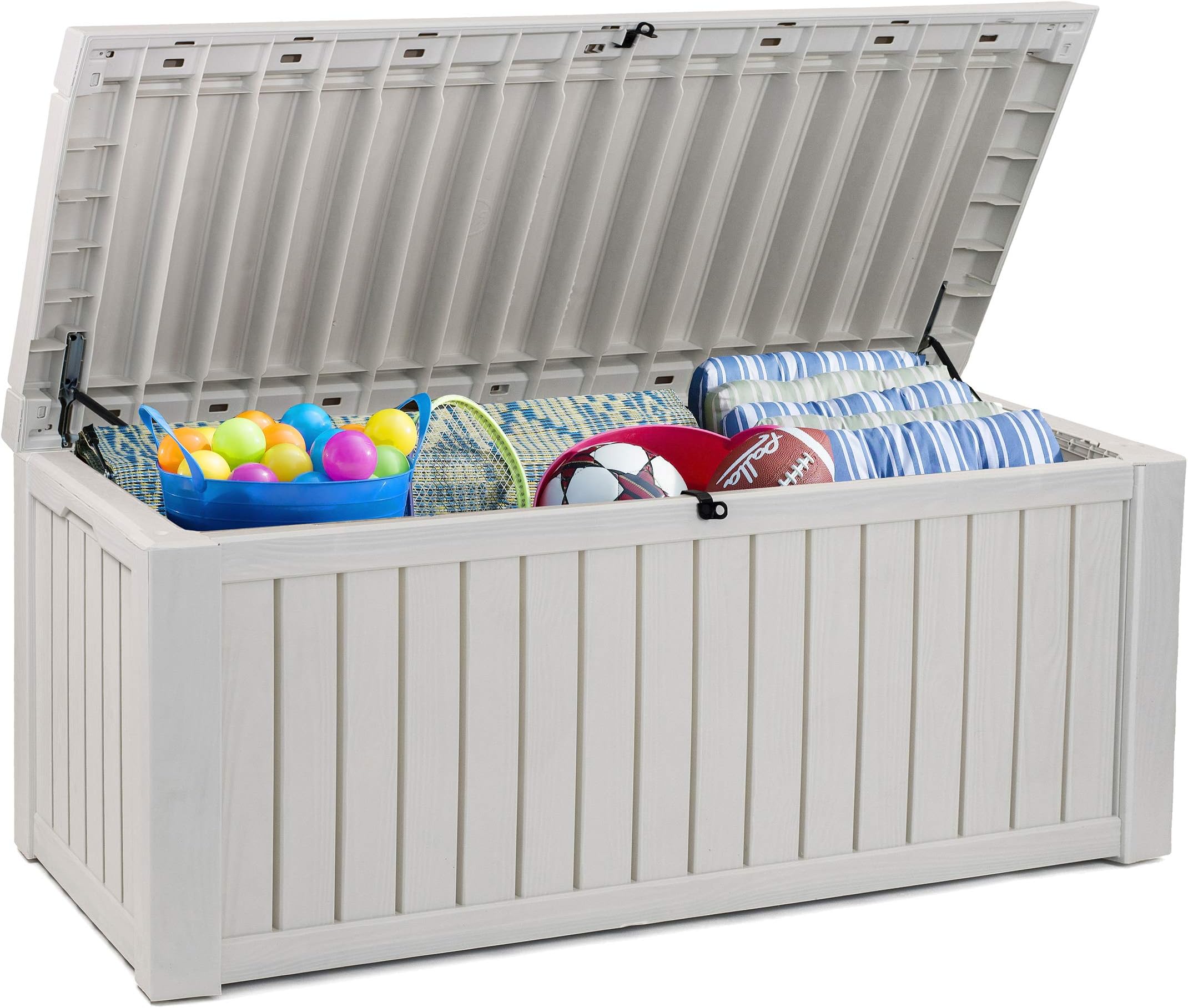 Keter Jumbo Deck Box Plastic Garden Storage Box White 570 Liter