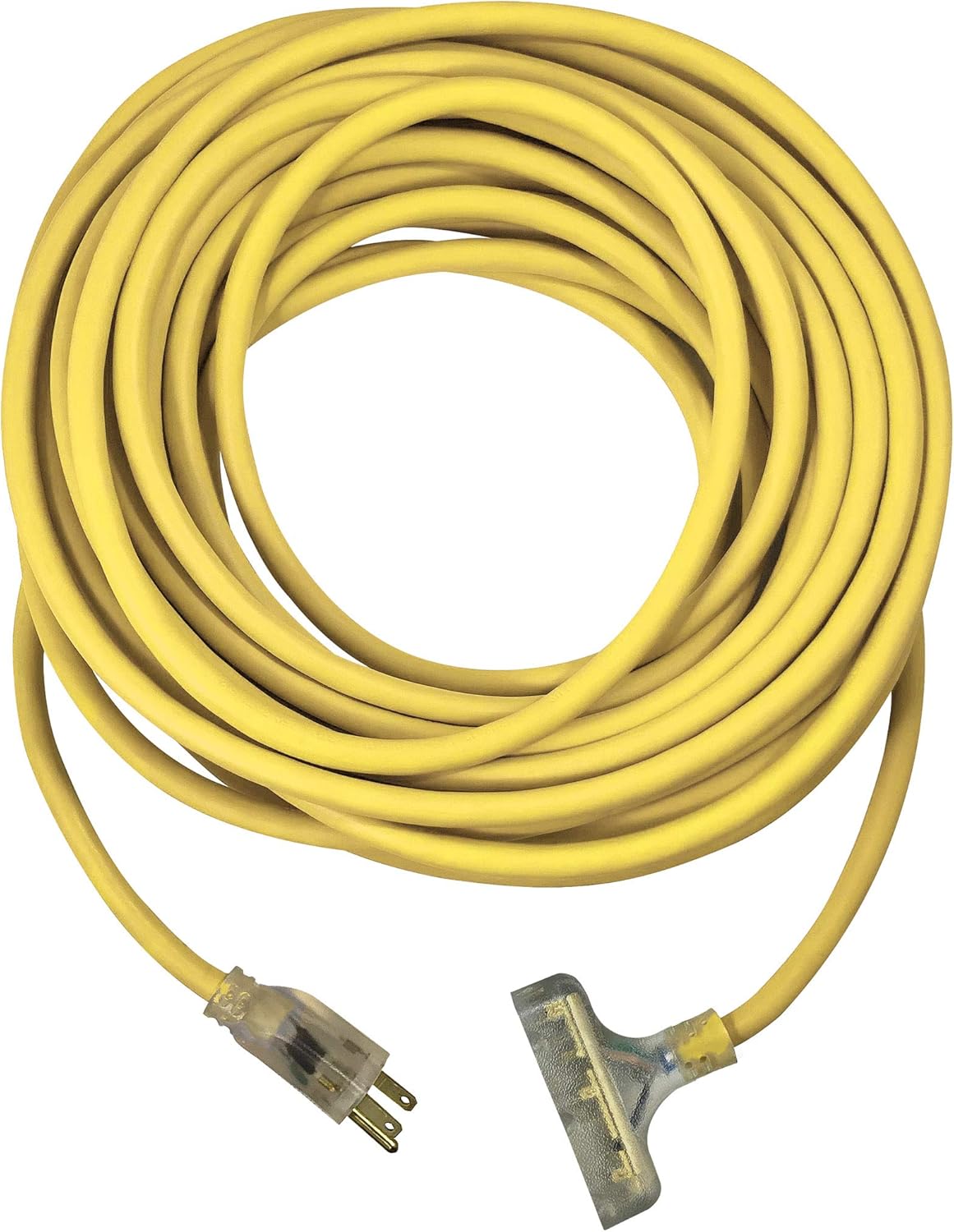 U.S. Wire 100 Ft. 12/3 SJTW-A Pow-R-Block Extension, Round, Yellow, 300V, Illuminated Plug