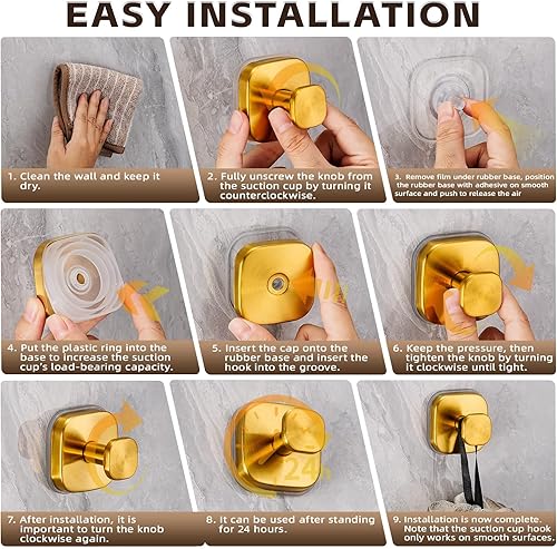 Miniatura 7 de Ganchos de ventosa reutilizables resistentes para cocina, baño, ducha, ganchos a prueba de humedad para toallas, batas, esponjas y coronasmontaje