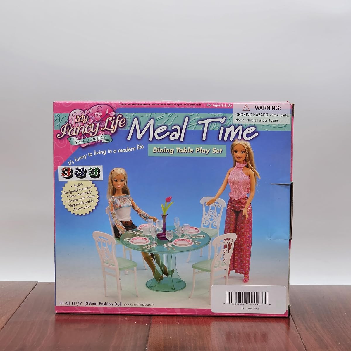 Muebles para casa de muñecas Gloria My Fancy Life: juego de mesa de comedor a la hora de comer con 4 sillas y 4 juegos de accesorios de comedor