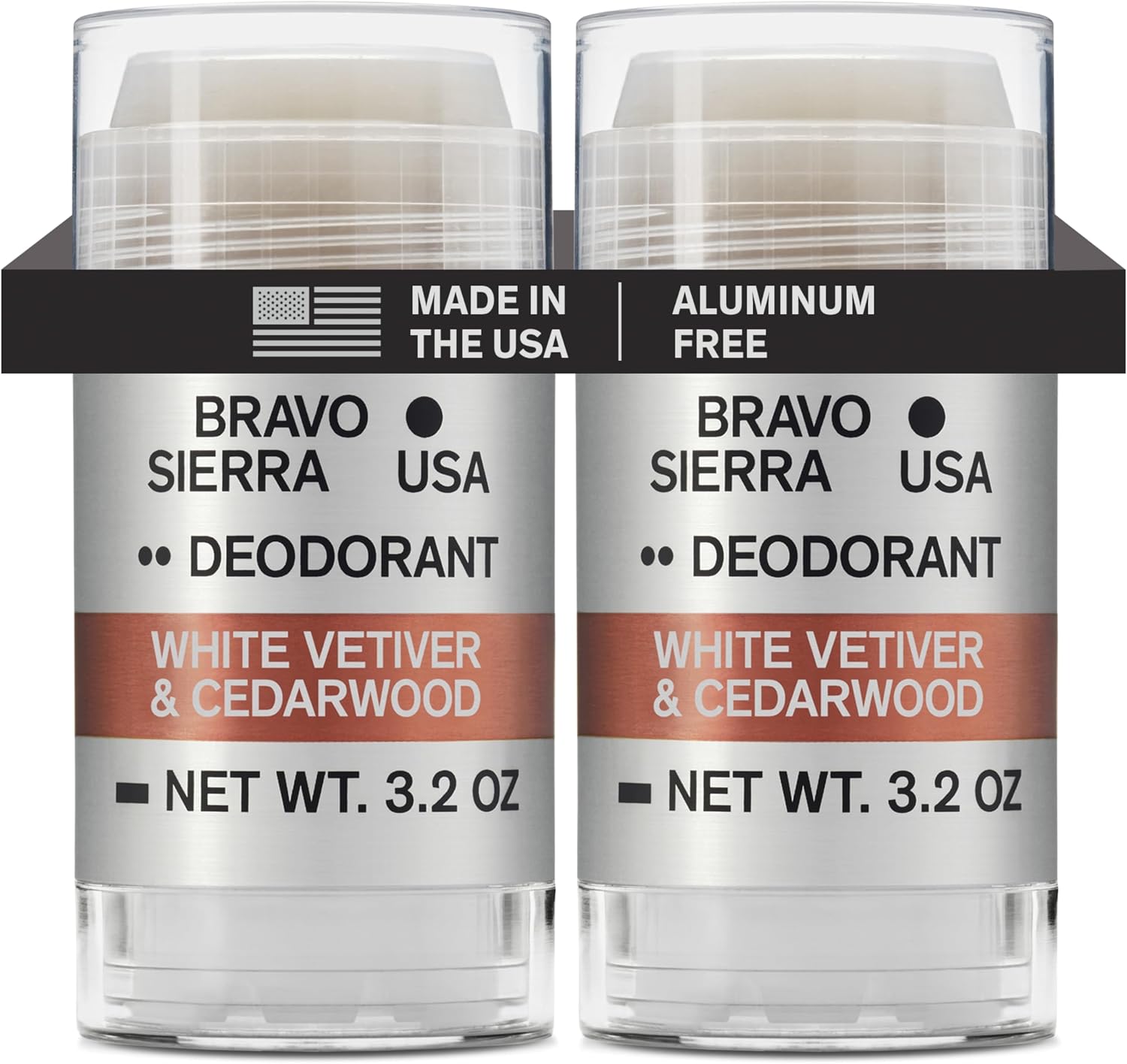 Bravo Sierra Aluminum-Free Mens Deodorant - Antiperspirant for Men, 2-Pack
