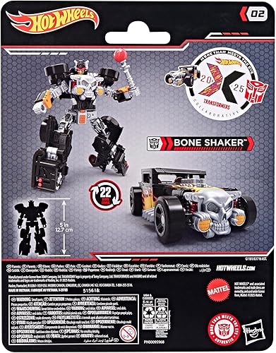 Miniatura 15 de Transformers Colaborative Hot Wheels x Bone Shaker, figura de acción de robot de clase de lujo de 5 pulgadas que se convierte en automóvil, juguetes