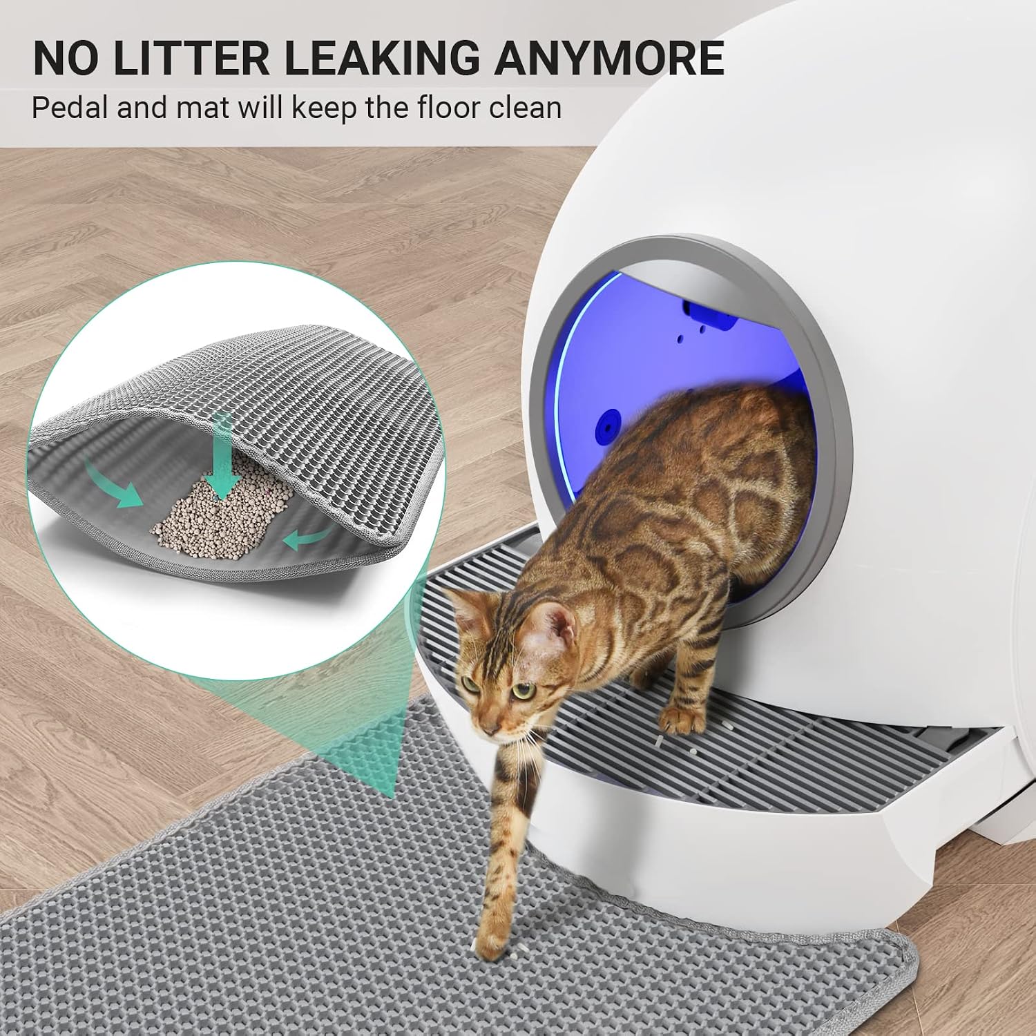 KungFuPet Self-Cleaning Cat Litter Box, Automatic Cat Litter Box for Multi Cats, Extra Large Smart Litter Box with Mat & Liner, APP Control/Safety Protection/Odor Removal [Upgrade Version]