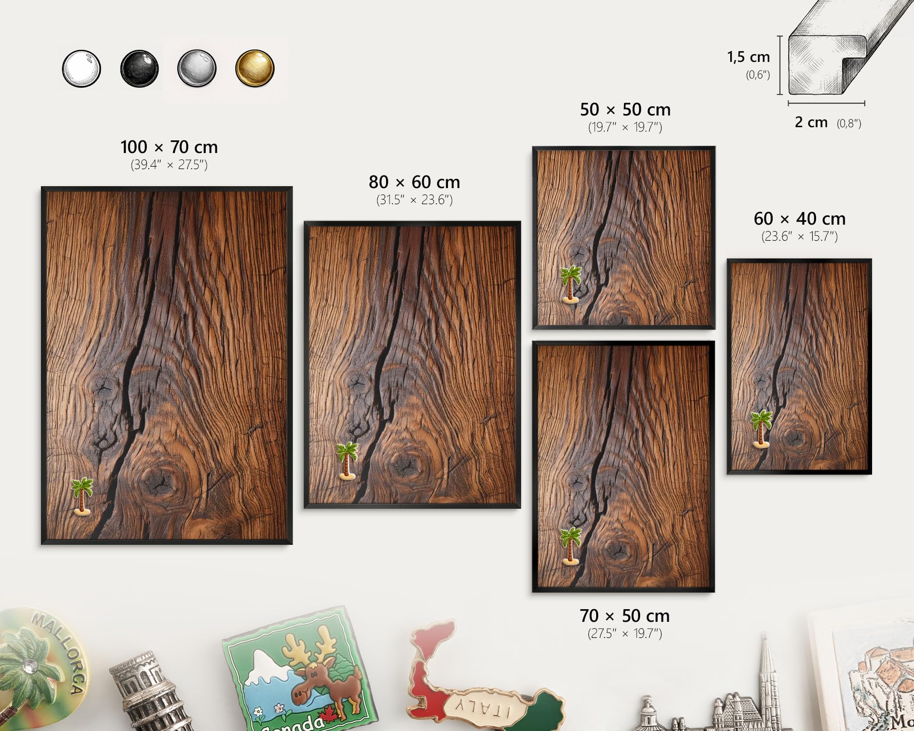 Panel Magnético Informativo 60x40 cm | con Marco Negro | Textura De Madera | Montaje Fácil | Pizarra de Pared | Para Restaurante y Bar | Expositor para Menú, Ofertas del Día