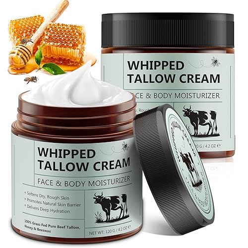 Vista 9 de Sarga de ternera para la piel, sebo y bálsamo de miel (4.2 onzas), hidratante facial de seba, sarga de carne batida orgánica alimentada con pasto