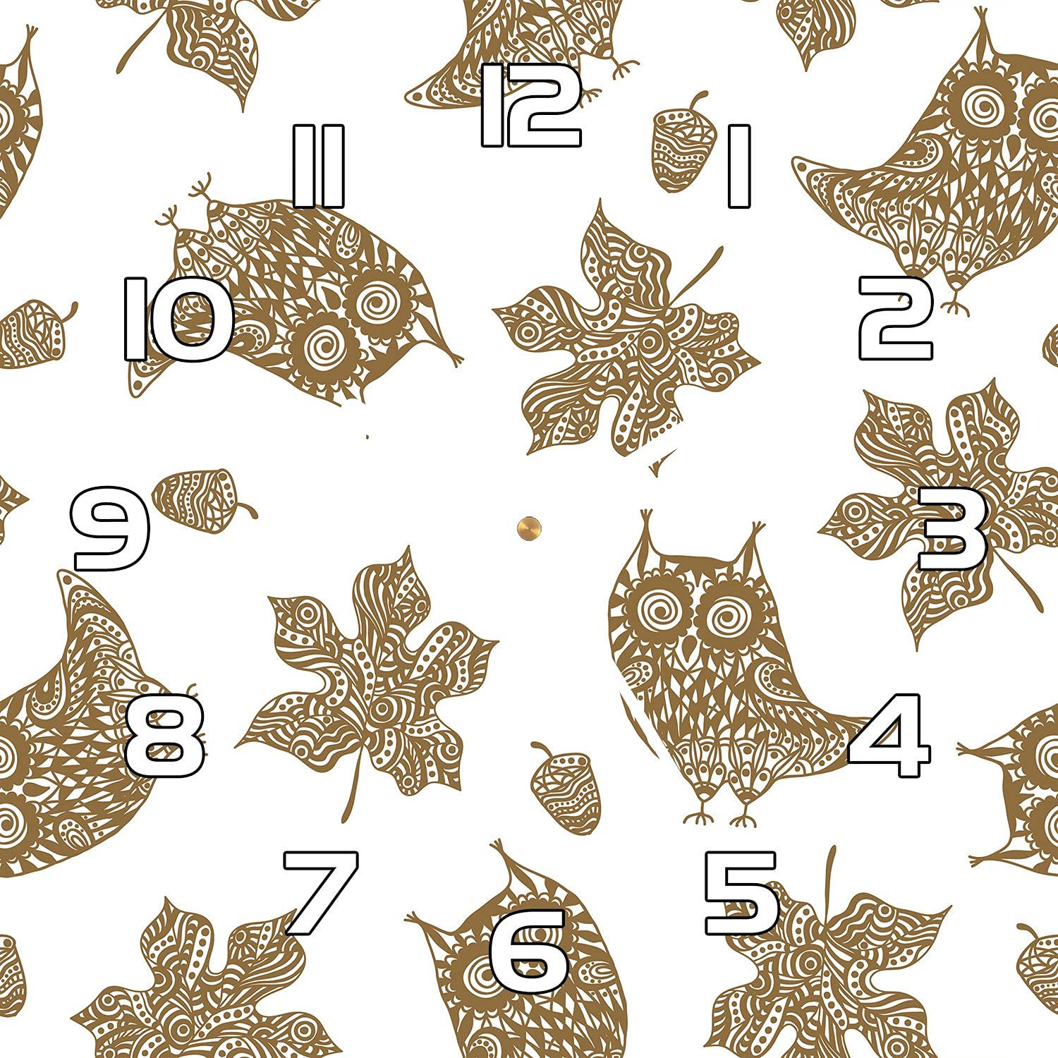 Horloge en verre 30x30 cm Coloray avec aiguilles blanches design feuilles d'automne