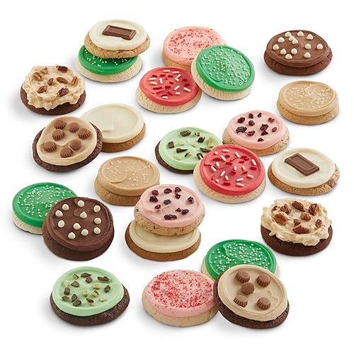 Miniatura 12 de Caja de regalo de lazos de Cheryl's Cookies® con 24 galletas de azúcar navideñas cubiertas de crema de mantequilla, envueltas individualmente