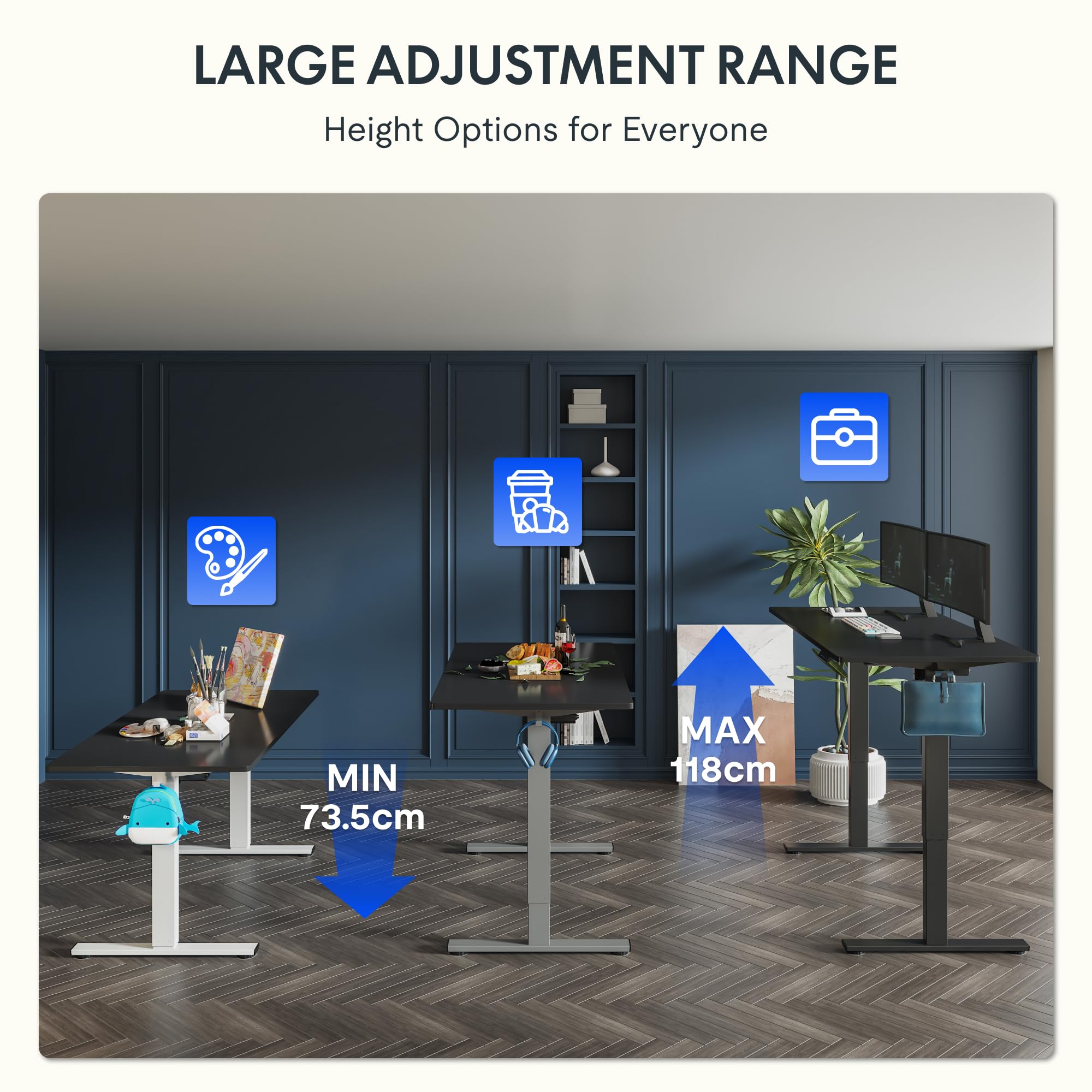 FLEXISPOT Scrivania Elettrica Regolabile in Altezza 120x60 cm con Ganci e Gestione Cavi, Pannello Unico e Controller Intelligente