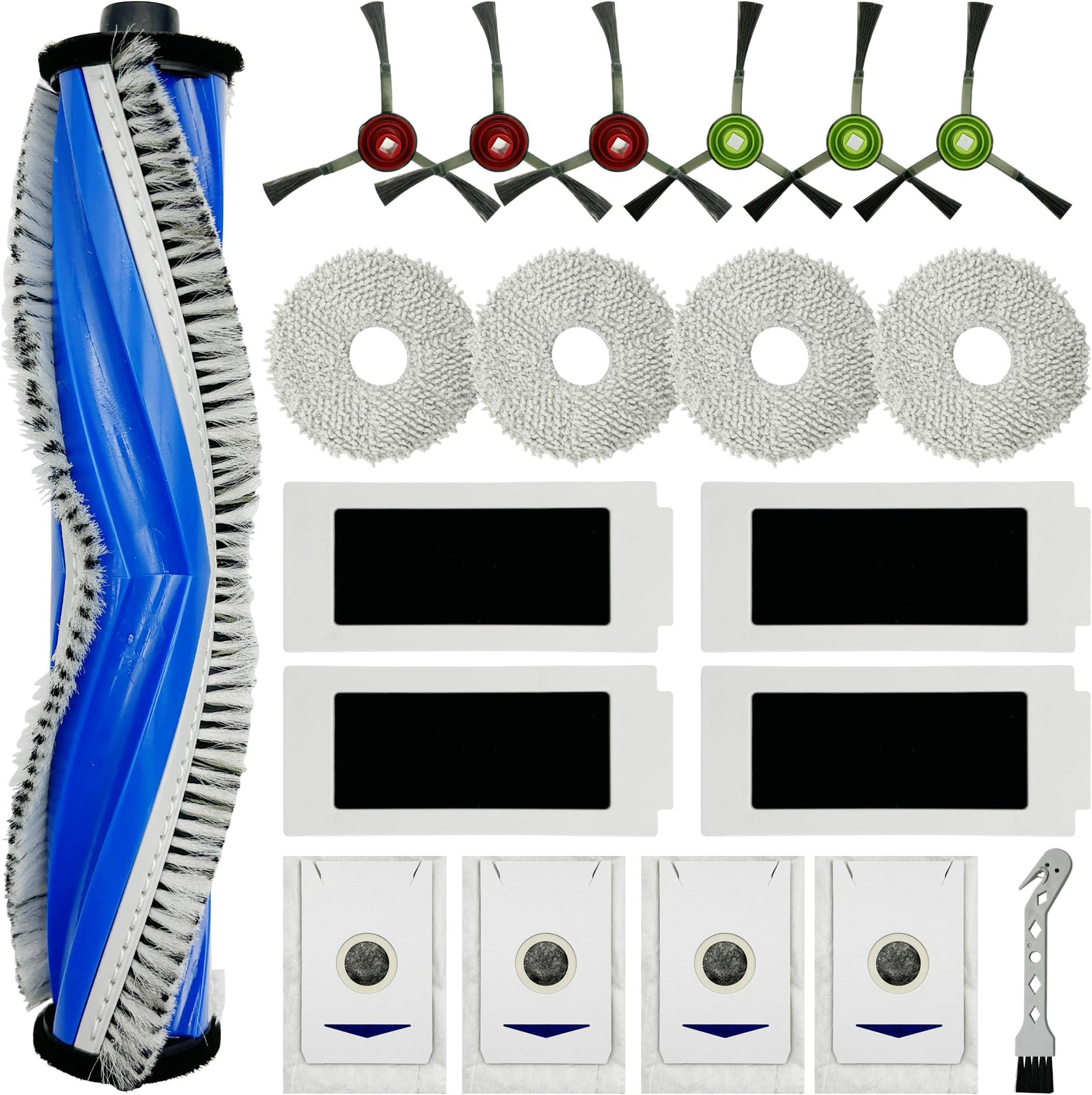 Accessories Kit for ECOVACS DEEBOT T30S / T30S Care / T30S AI Care/Yeedi M12 PRO+ Robot Vacuum Robot Vacuum and Mop, Main Brush, Side Brushes, HEPA Filters, Mop Pads, Dust Bags Replacement Parts
