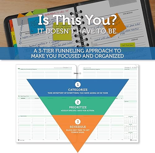 Miniatura 2 de Planner Pad Organizador de 12 meses, de 7 agujeros, hojas sueltas, embudo de 3 niveles, julio de 2025 a junio de 2026  año académico de tinta negra,