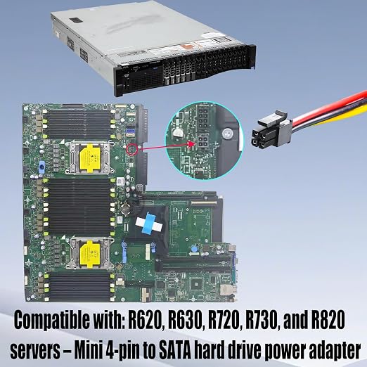 Cable de alimentación SATA a 2 puertos para servidores Dell miniatura 2
