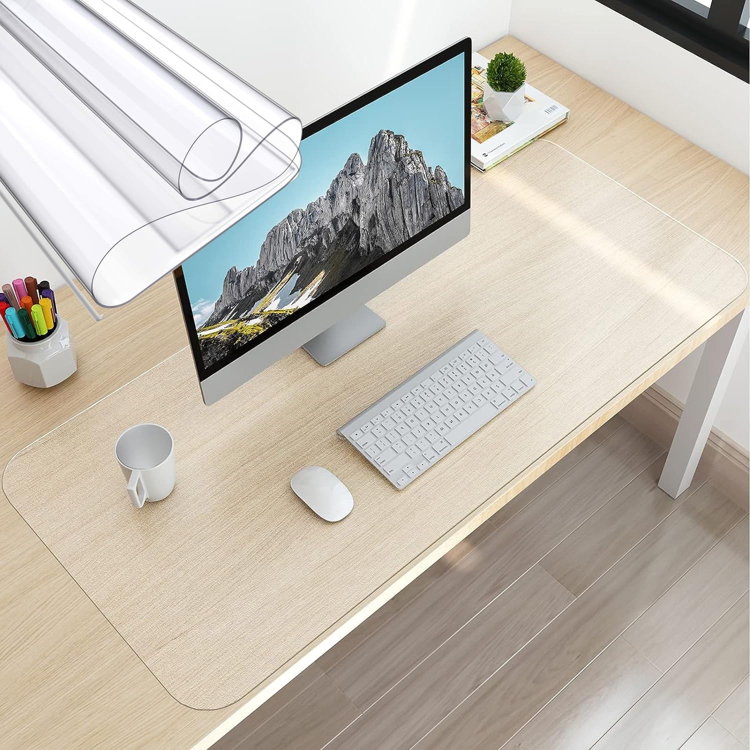 Nappe Transparente En PVC écologique,PVC Nappe Film Cristal Imperméable,Protection De Table