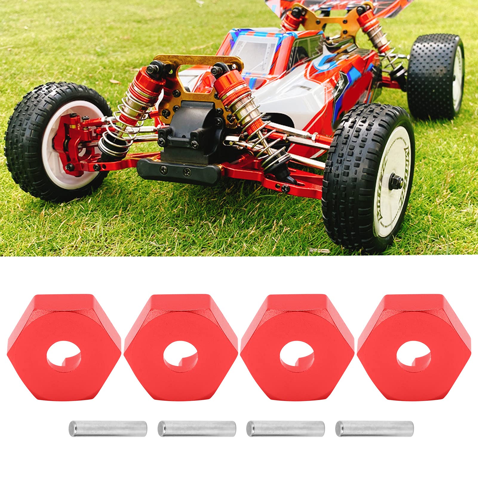 RiToEasysports Coupleur Hexagonal en Alliage D'aluminium, Moyeu de Roue de 14 Mm de Diamètre et 5 Mm D'épaisseur avec Broches Fixes pour Pièces de Voiture 104001 RC (rouge
