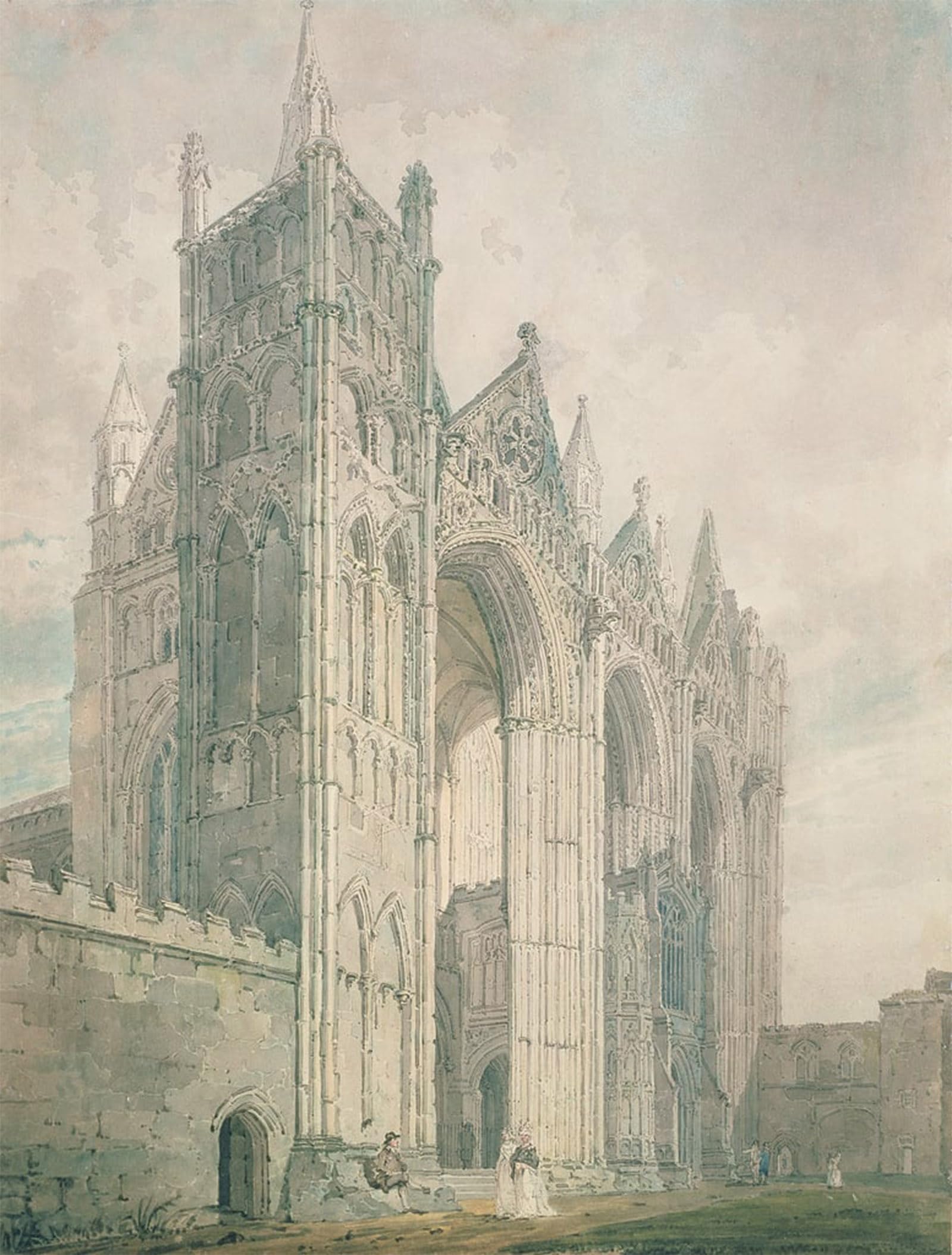 ARTXLXXBN Famous Art Print Poster Vintage Wall Art West Front of Peterborough Cathedral by Girtin Canvas Art Poster for Home Decor 60x90cm