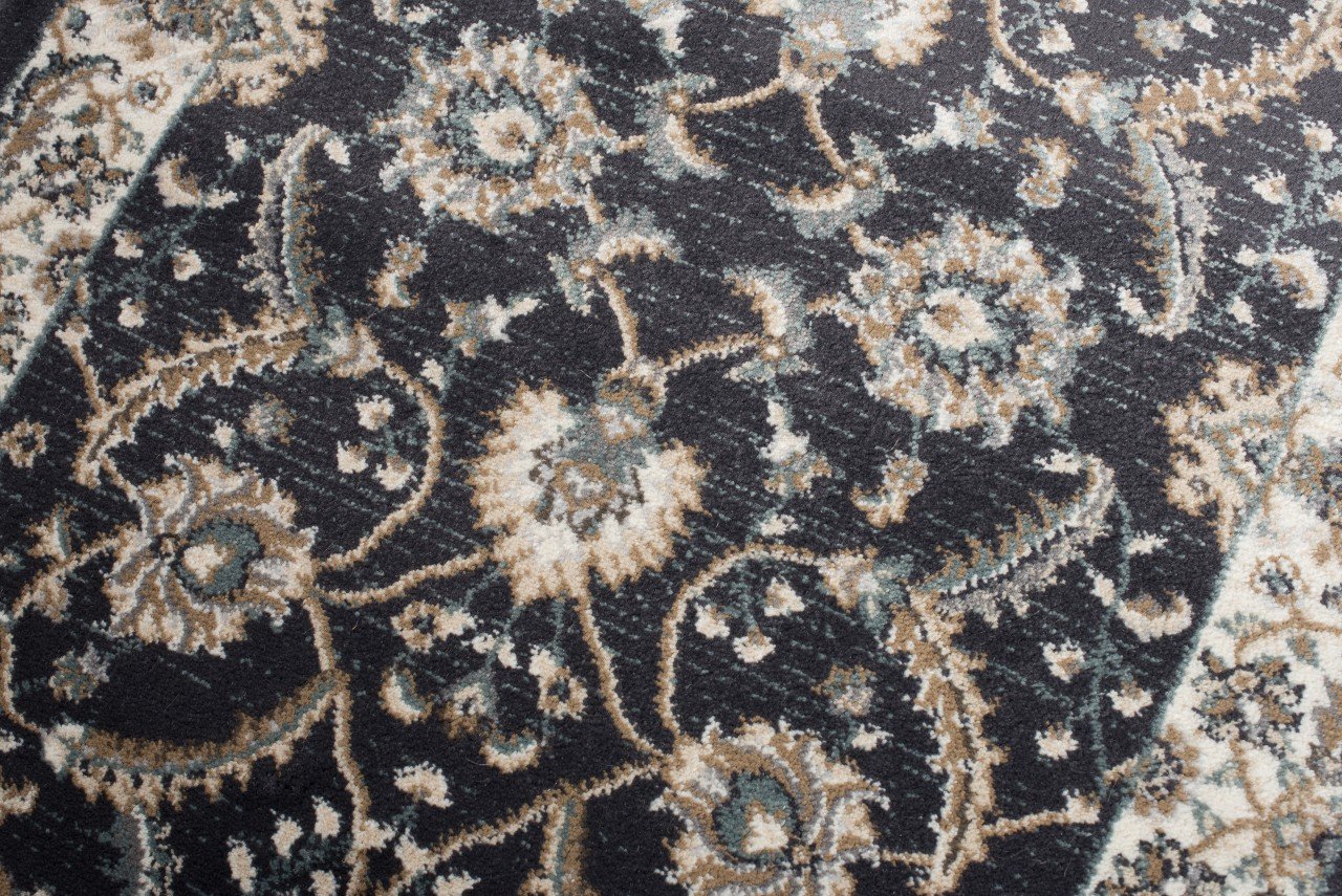Läufer Teppich Flur in Anthrazit Schwarz - Orientalisch Klassischer Muster - Brücke Läuferteppich nach Maß - 80 cm Breit - AYLA Kollektion von Carpeto - 80 x 300 cm