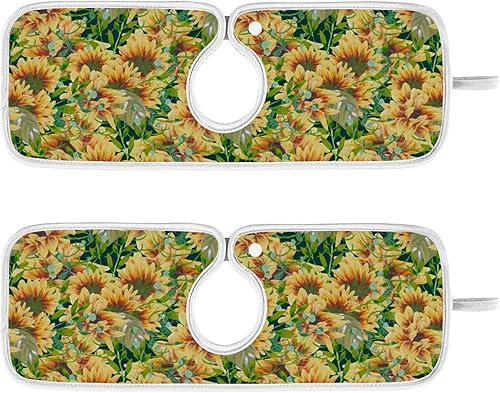 Paquete de 2 protectores contra salpicaduras para fregadero, decoración de vida marina, color verde, de madera desgastada, tapete absorbente para