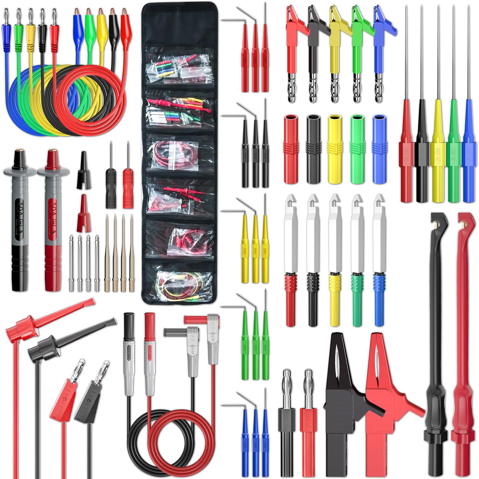 Goupchn Multimeter Test Leads Kit with Replaceable Probes Set, Banana Plug to Test Hook Leads, Alligator Clips and Wire Piercing Probes for Electrical Testing Automotive Diagnostic