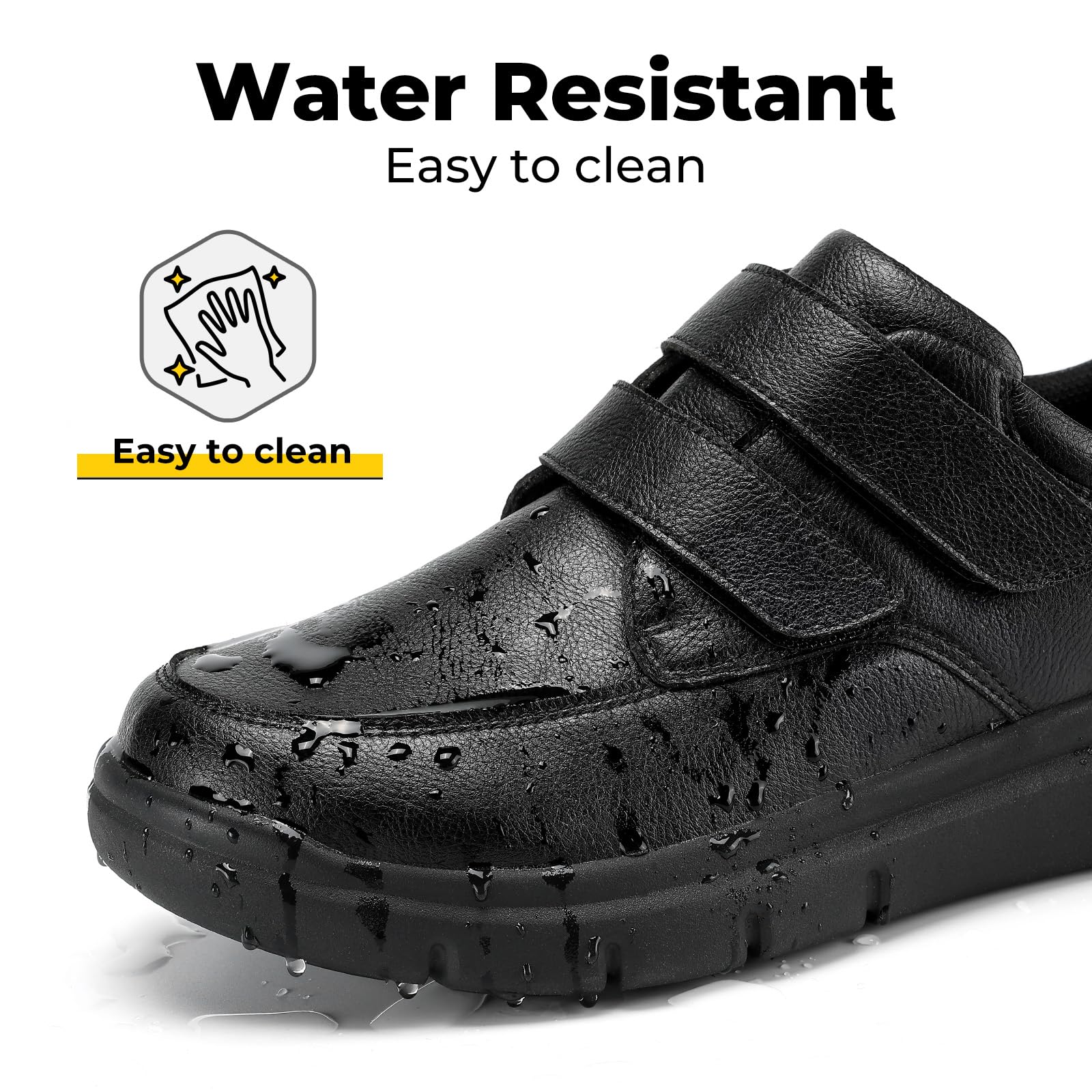 FitVille Extra Weit Herren Lederschuhe mit Klettverschluss Leichte Freizeitschuhe Bequeme Hausschuhe Sneaker Lässige Business Walkingschuhe Gr.40-50