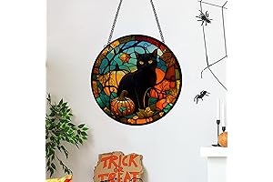 Vintage Black Cat Window Decor: Eerie Halloween Ambiance
