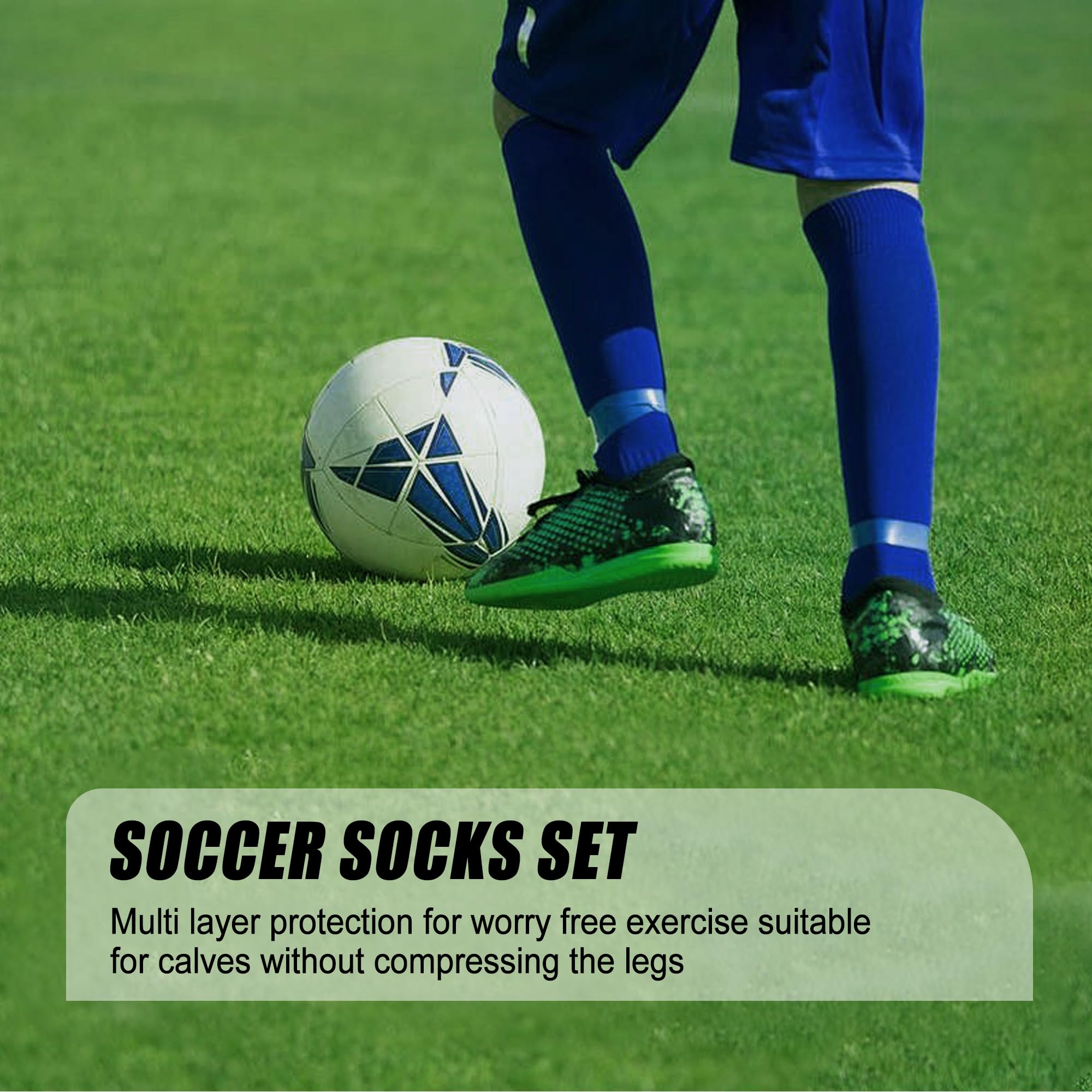 ZXOLDZX Set di 2 calzini da calcio con maniche per parastinchi antiscivolo per gambe da calcio per uomini e donne
