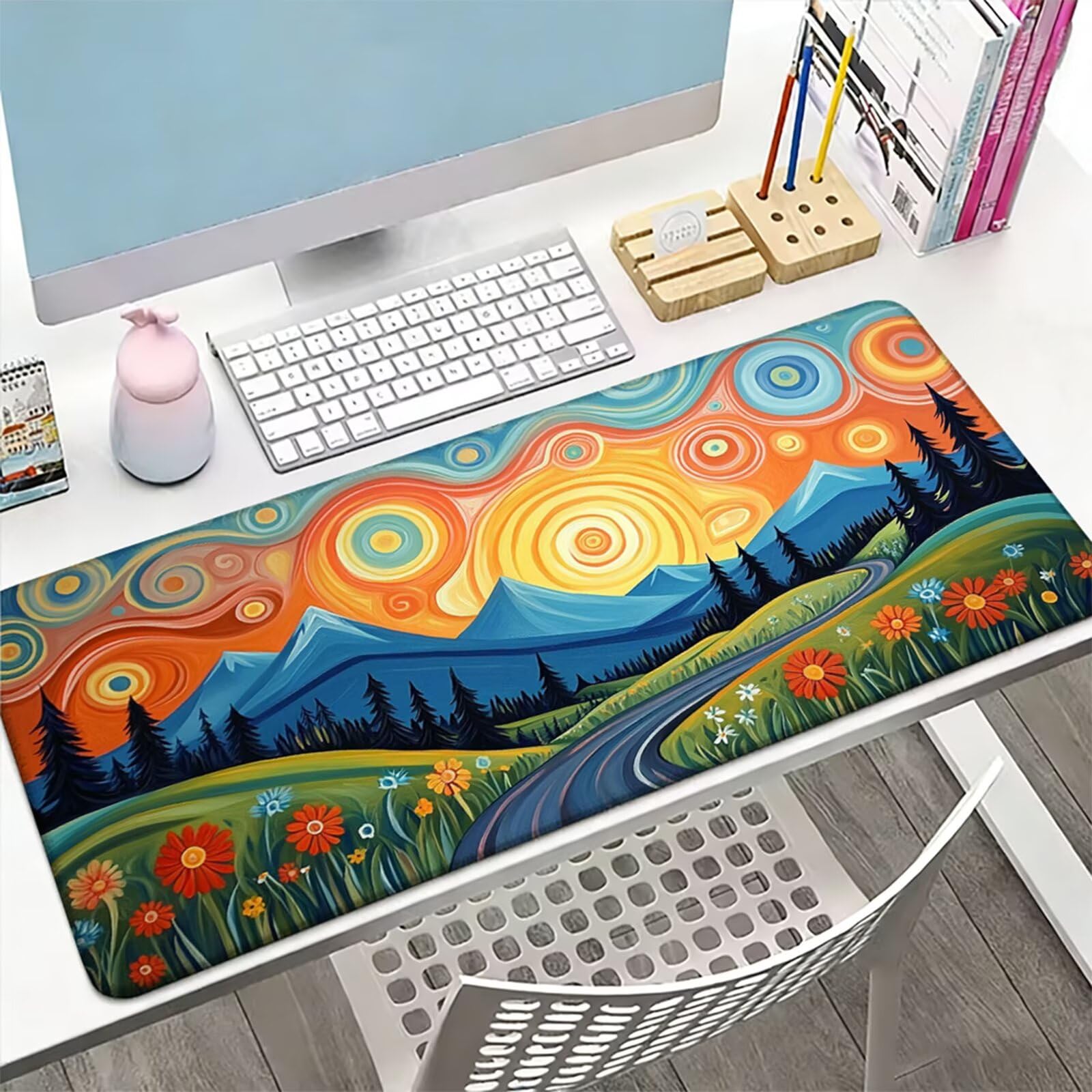 Podkładka pod mysz XXL 1500 x 800 x 3 MM, kolorowa duża podkładka pod mysz z wodoodporną i antypoślizgową gwiaździstym niebem pod ręką zszyte krawędzie, poprawia precyzję i szybkość dla gracza W-560