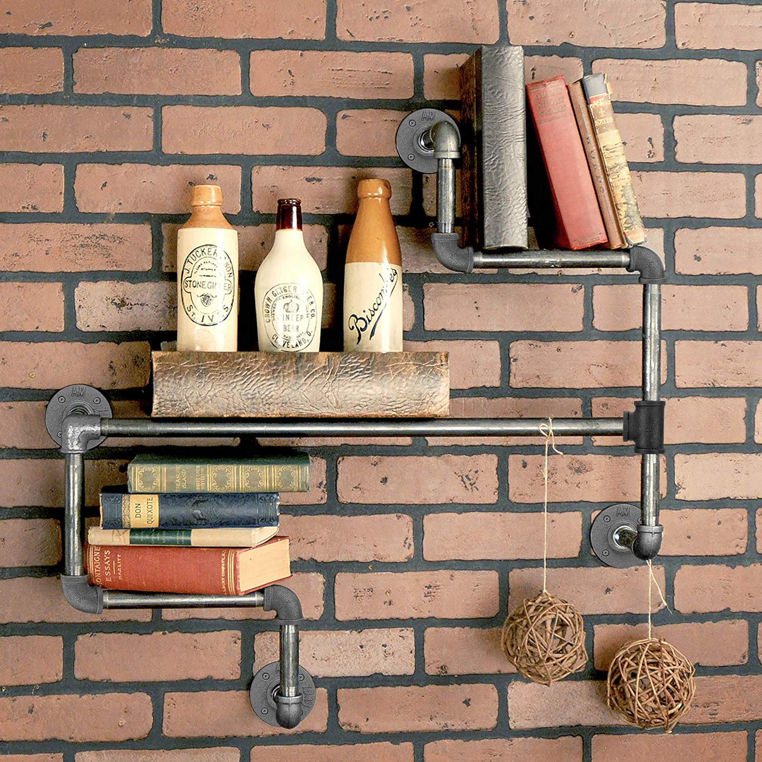 Niubid 30 Pack 1/2 Inch Cast Iron Pipe Fittings (10 Elbows, 10 Tees, 10 Flange), DIY Steampunk Industrial Vintage Style