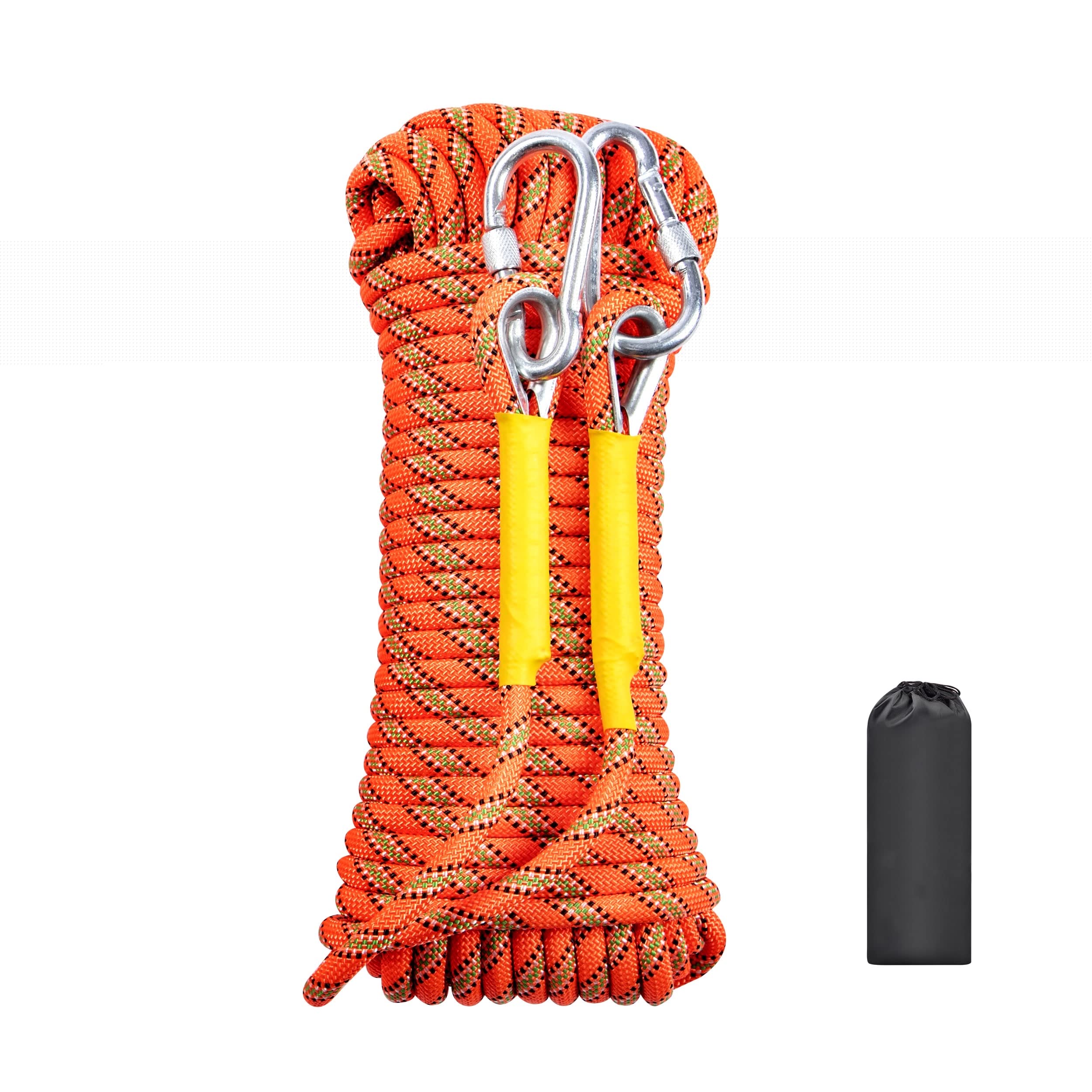 WGOS Climbing Ropes, Static Rock Climbing Ropes, Escape for Indoor and Outdoor in 32ft(10m)/64ft(20m)/96ft(30m)/160ft(50m)/230ft(70m)/500ft(152m)/985ft(300m)/1000ft(305m) with Carry Bag (32ft/10m)