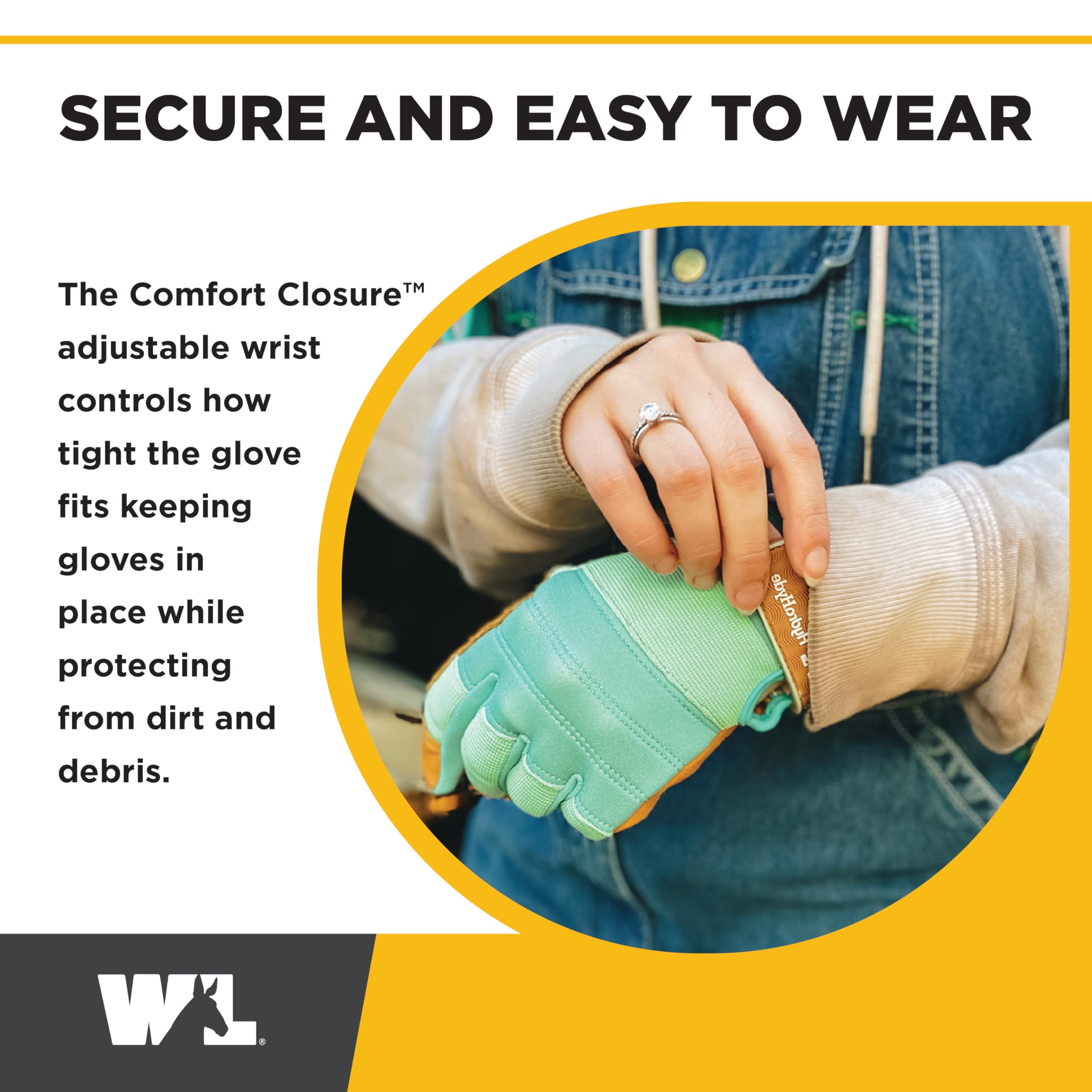 WELLS LAMONT HydraHyde Gants de travail et de jardinage hybrides en cuir résistant à l'eau avec paume pour femme, bleu, taille L 3250