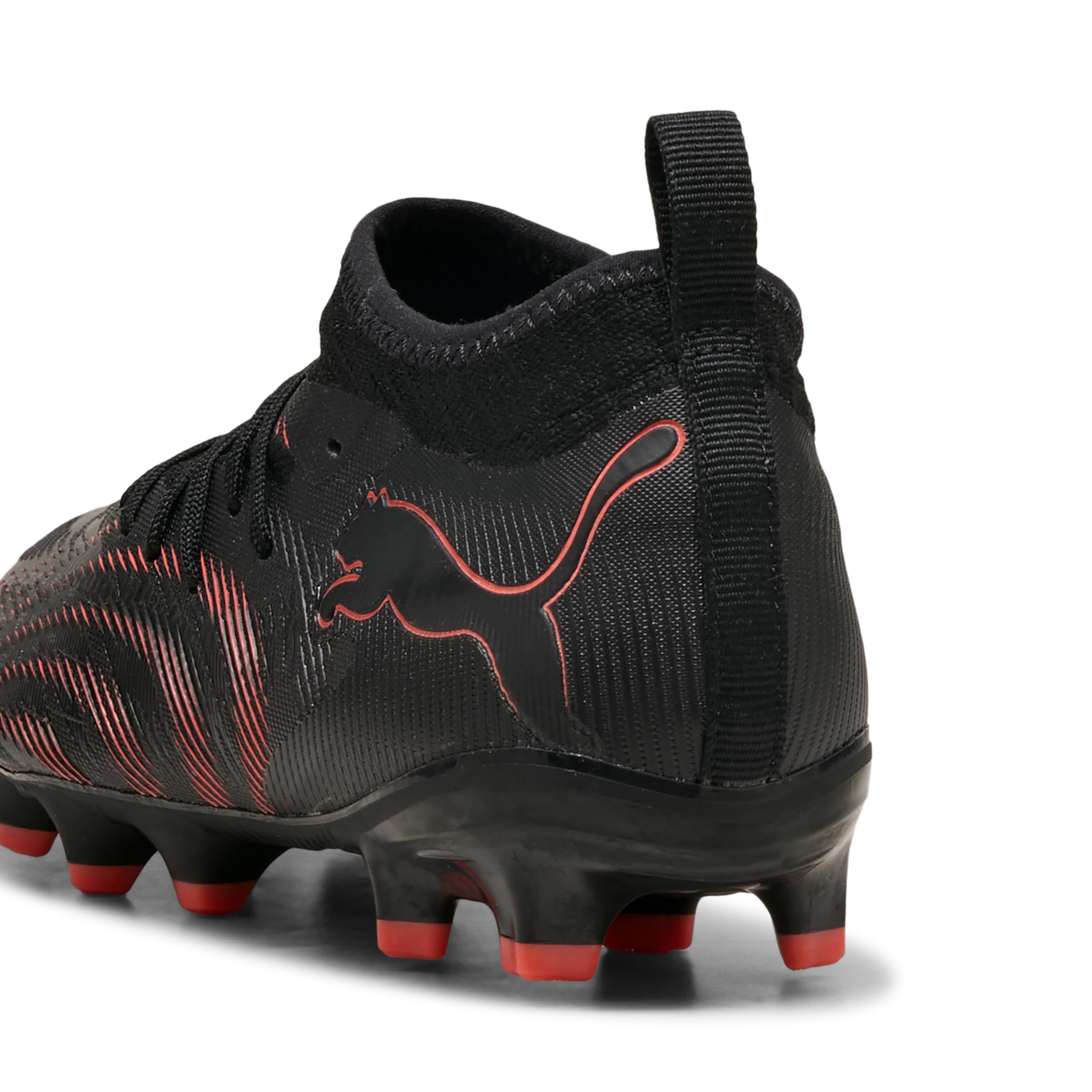PUMA Future 9 Match FG/AG JR Scarpe da Calcio, Nero-Rosso incandescente, Grigio Forte, 36, Puma Nero Rosso Brillante Grigio Forte, 35.5 EU