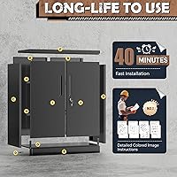 Vista 7 de INTERGREAT Gabinete de almacenamiento de metal con puertas con cerradura, gabinetes de almacenamiento de acero con cerradura con 2 puertas y Negro
