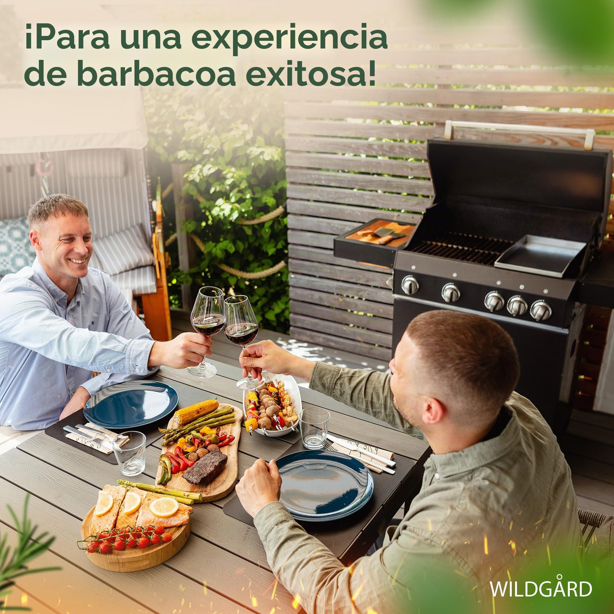 Plancha – Placa de Acero Inoxidable Grueso – 30 x 20 cm – Adecuado para barbacoa de gas y BBQ de carbón +PLUS: 2x espátulas para parrilla y 5x brochetas