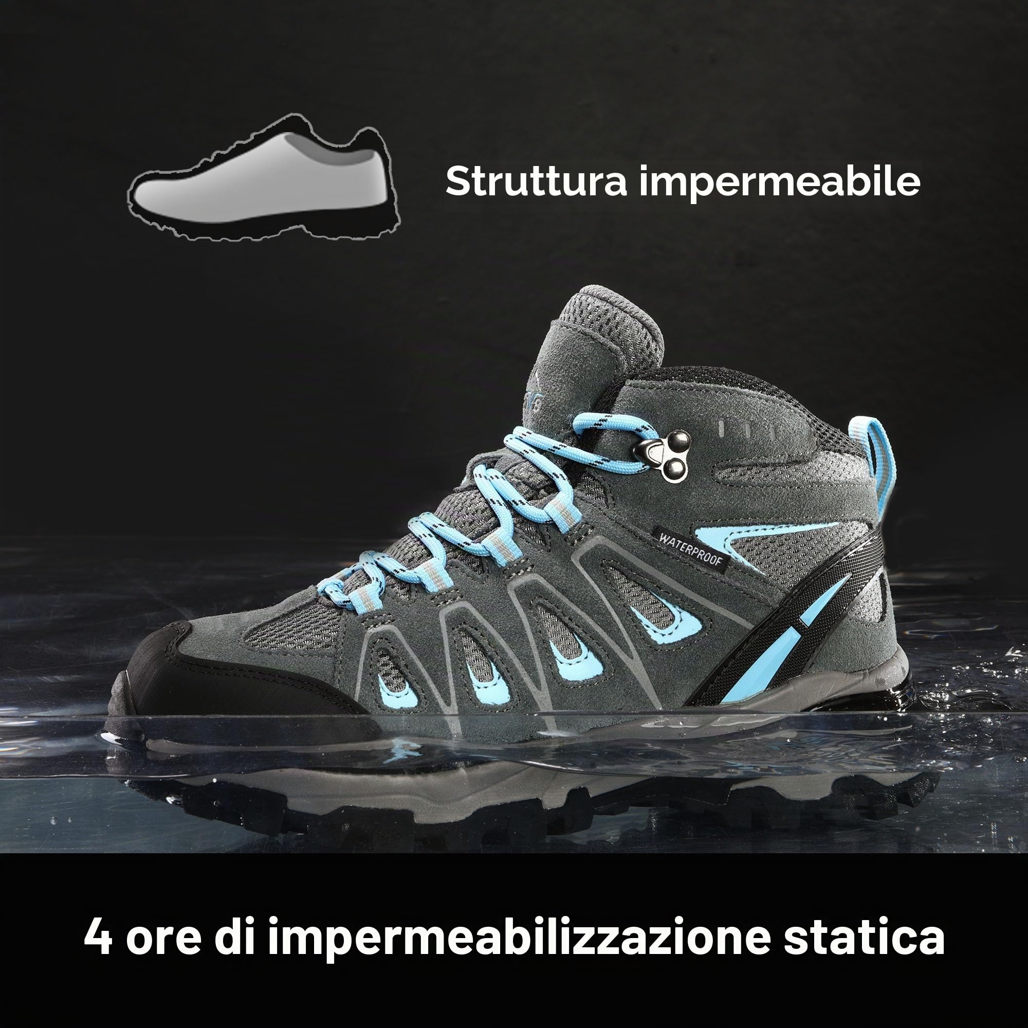 NORTIV 8 Scarpe da Trekking Impermeabili da Donna Scarponi da Montagna Trekking Antiscivolo Leggero Esterno Traspirante
