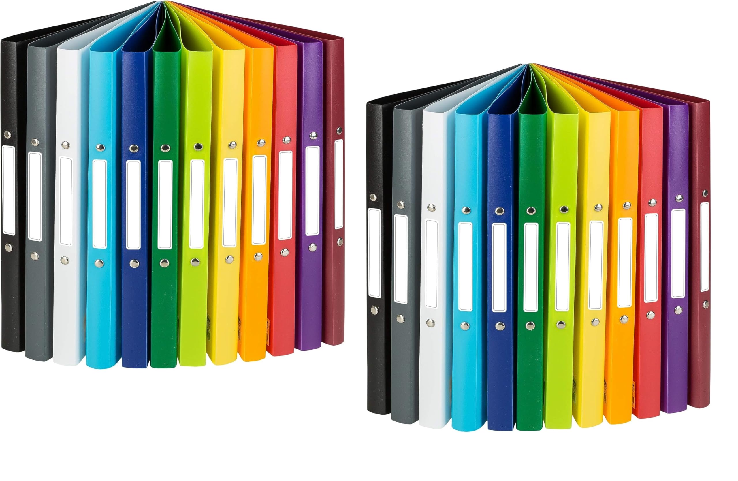 Idena 10426 Ringbuch DIN A4, im 24er Set, 2-Ring-Mechanik, 20 mm breit, in 12 Farben (jede Farbe 2x)