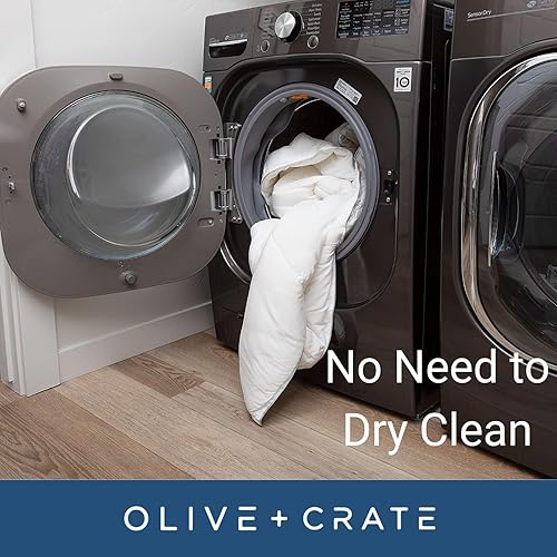 Miniatura 8 de Olive + Crate Edredón de viscosa de bambú tamaño King  Relleno de edredón refrescante, manta alternativa de plumón, extra esponjoso, edredón blanco