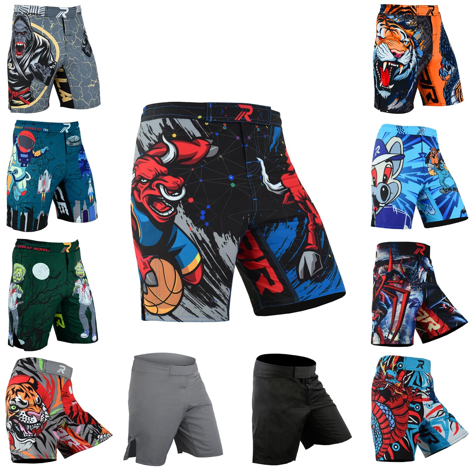 ROAR-INT Kids Mixed Martial Arts MMA Shorts BJJ Cross Training Gym Boxing Grappling Kickboxing Muay Thai Workout Shorts